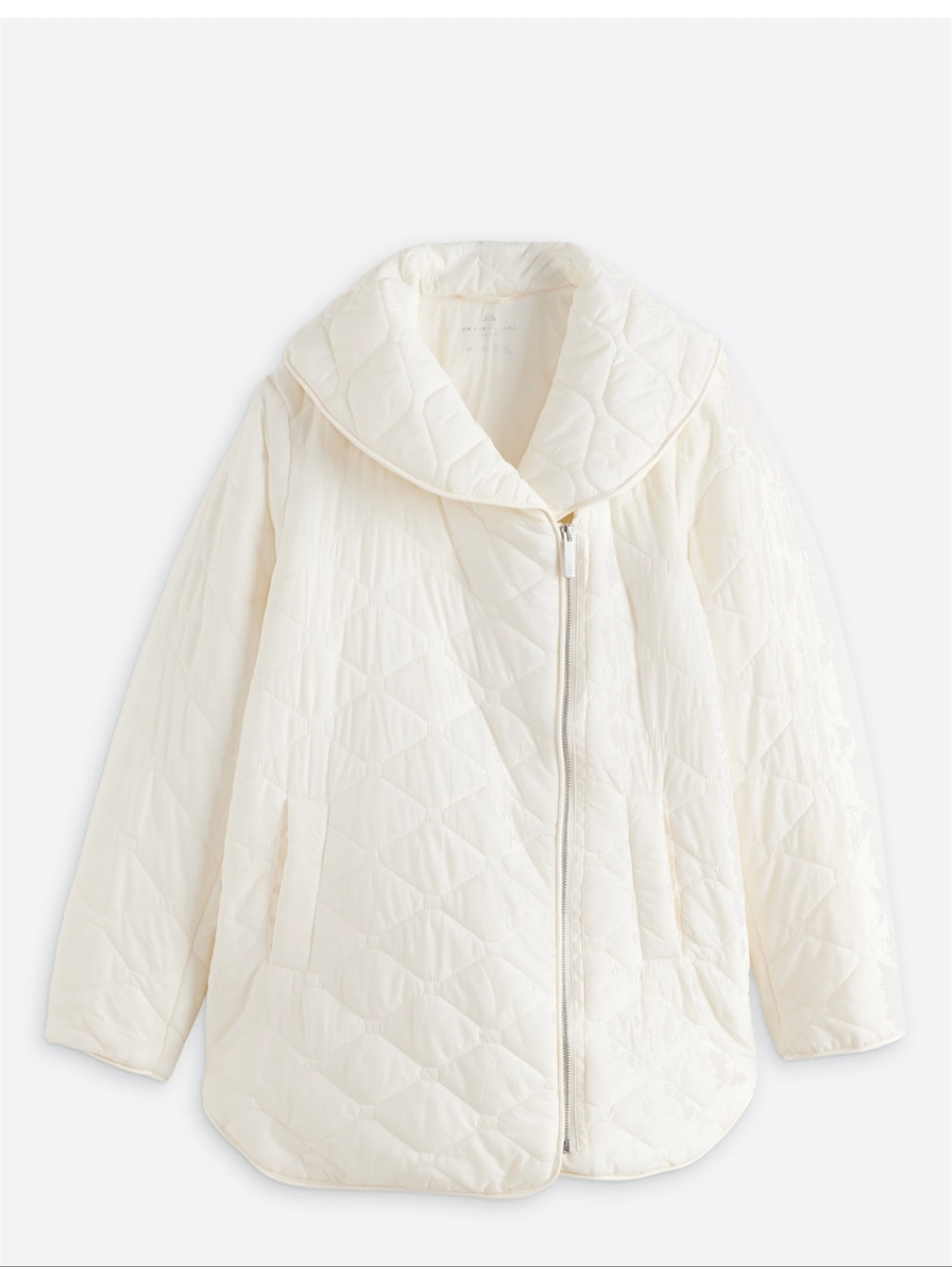 Andrew Marc Cream Quilted Puffer Jacket with Shawl Collar